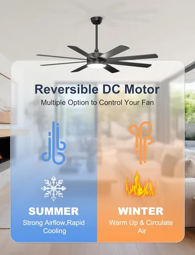Miniatura 6 de Ventiladores de techo de 60 pulgadas con luces – Moderno ventilador de techo negro con control remoto/aplicación, regulable, silencioso ventilador
