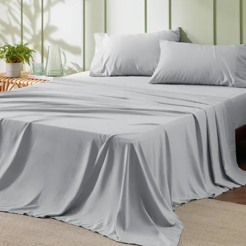 Miniatura 57 de Bedsure Sábanas de tamaño King – Sábanas suaves para cama de tamaño King, 4 piezas de hotel de lujo verde menta, juego de sábanas refrescantes de 11