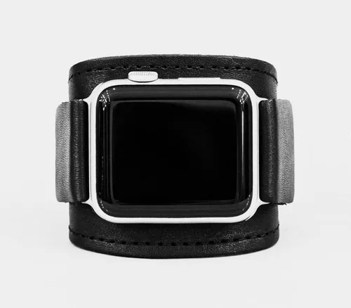 Miniatura 6 de Correa ancha de cuero cosida compatible con Apple Watch de 1.496 pulgadas, 1.575 pulgadas, 1.614 pulgadas, 1.654 pulgadas, 1.732 pulgadas, 1.732