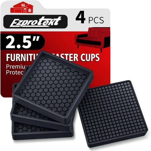 Miniatura 37 de Ezprotekt Almohadillas Antideslizantes para Muebles, 8 Piezas Copas de Ruedas de Goma Antideslizantes de 2.5", Posavasos Antideslizantes