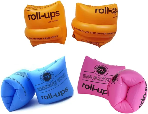 Miniatura 4 de Topsung Floaties Bandas de Brazo Flotador Flotadores de anillos Tubo armlets para niños y adultos _Azul + Naranja