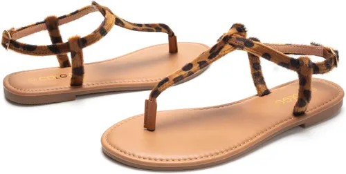 Miniatura 7 de Sandalias pata de gallo, planas, sandalias de vestir con tirantes en T, con tirante ajustable con hebilla en el tobillo, con tirantes delgados