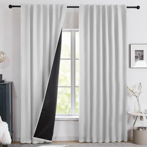 Miniatura 12 de Deconovo Cortinas 100% opacas para dormitorio, cortina con aislamiento térmico, panel de sala de estar insonorizado, certificado Oeko-TEX, cortinas