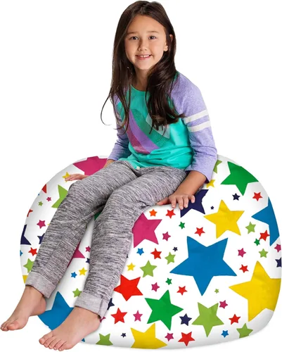 Miniatura 12 de Posh Stuffable - Sillón puff con almacenamiento para niños, contenedor de animales de peluche, organizador de juguetes de niños Lona rayas verde