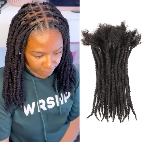 Miniatura 22 de Extensiones de cabello humano texturizado con extremos rizados, extensiones de cabello humano completamente hechas a mano para mujeres/hombres, se