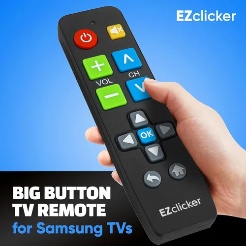 Miniatura 2 de Control remoto de reemplazo para TV Samsung Compatible SOLO con televisores Samsung (Negro) Control remoto para TV de botón grande, simplificado