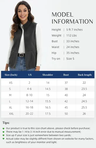 Miniatura 5 de Xeoxarel Chaleco de forro polar para mujer con 6 bolsillos (XS-2XL)