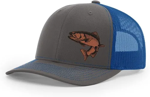 Miniatura 41 de Sombrero de pesca de trucha con parche de cuero grabado láser Richardson 112 Snapback Trucker Cap