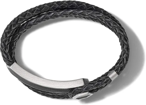 Miniatura 5 de Bulova Jewelry Mens Precisionist Double Wrap Braided Leather Strap Bracelet