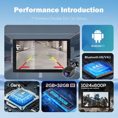 Miniatura 3 de Haudio Estéreo de auto de doble DIN de 7 pulgadas con CarPlay inalámbrico y Android Auto, Bluetooth, navegación GPS, cámara de respaldo, sistema