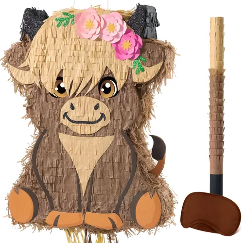 Miniatura 25 de WERNNSAI - Piñata de sirena plegable, piñata de cumpleaños con flecos que incluye cuerda para jalar, venda y bate. Decoraciones