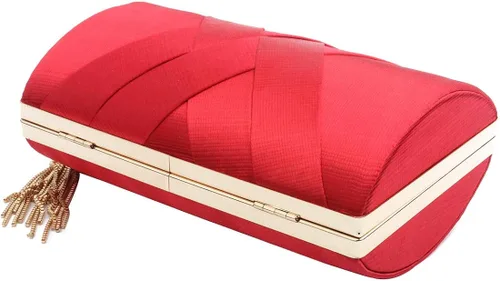 Miniatura 6 de Elegante bolsa de noche de seda con colgante de borla para mujer bolso de mano para novia boda graduación fiesta de salida nocturna