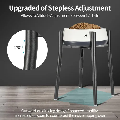 Miniatura 3 de PROERR Soporte elevado para cuenco individual para perro, ajustable de 12 a 16 pulgadas de alto, soporte elevado para cuencos de comida para perros