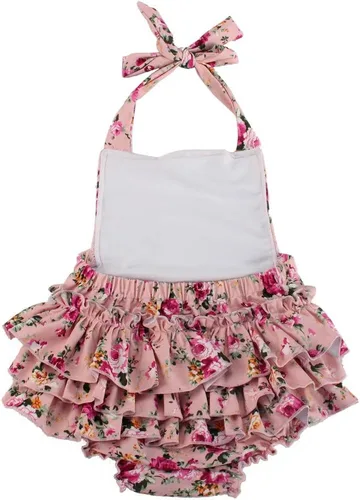 Miniatura 2 de China Rose 50's Floral Ruffles Mamelucos Vestido Sin Respaldo Traje De Baño Traje De B