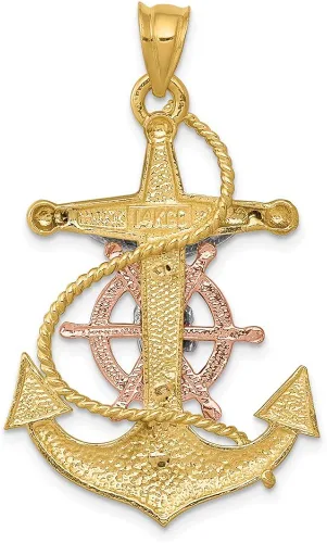 Miniatura 4 de Colgante de cruz de marineros tricolor de 14 quilates, 1.496in, 0.906in, estilo D10