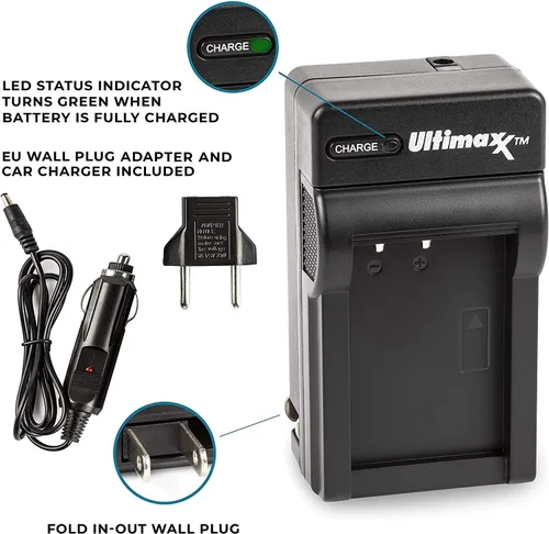 Miniatura 6 de Ultimaxx Cargador de viaje rápido y 2 baterías EN-EL12 (1500 mAh) para Nikon COOLPIX A1000 B600 W300 A900 AW100 AW110 AW120 AW130 S6300 S8100 S8200