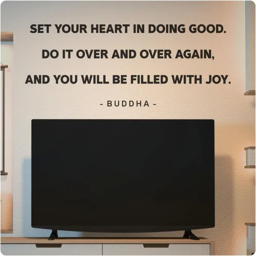 My Vinyl Story - Set Your Heart - Calcomanía inspiradora de Buda motivacional para pared, con cita artística, frase de afirmación positiva, Zen para