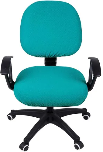 Miniatura 2 de Smiry Fundas elásticas de jacquard para silla de oficina, extraíbles y lavables, fundas universales para silla giratoria de escritorio, funda Verde