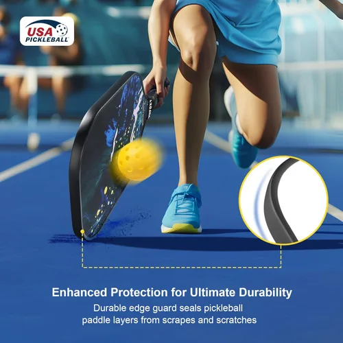 Miniatura 4 de Pickleball Paddles Set of 2/4, USAPA Approved Carbon Fiber Surface Pickle Ball Set - 14mm PP Honeycomb Core of Lightweight Pickleball Rackets Azul
