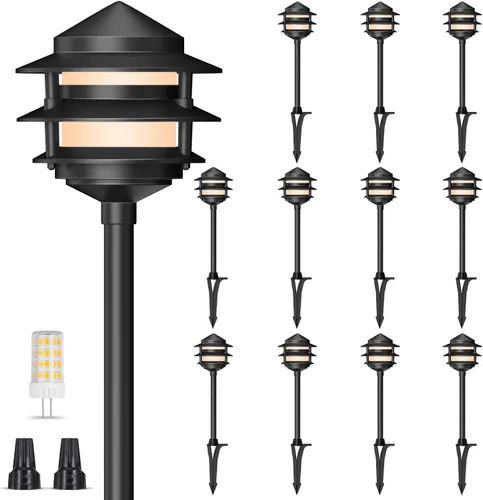 Miniatura 9 de Gardencoin Pagoda Luces de Camino de Bajo Voltaje para Paisaje, Luces de Camino LED al Aire Libre de 12V con Cable, Iluminación de Pasarela