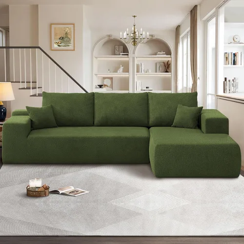 Miniatura 10 de Sofás seccionales Cloud de 96 pulgadas para sala de estar, sofá sin hueso en forma de L con cómoda silla, sofá modular con asiento profundo,