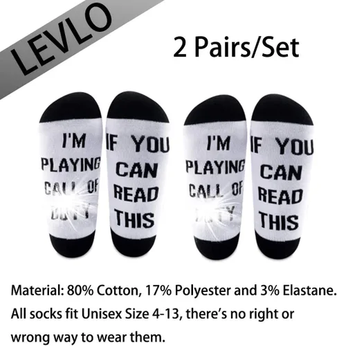 Miniatura 2 de LEVLO Call Game Lover Gift Video Games Calcetines de algodón elástico cómodo unisex calcetines para jugadores