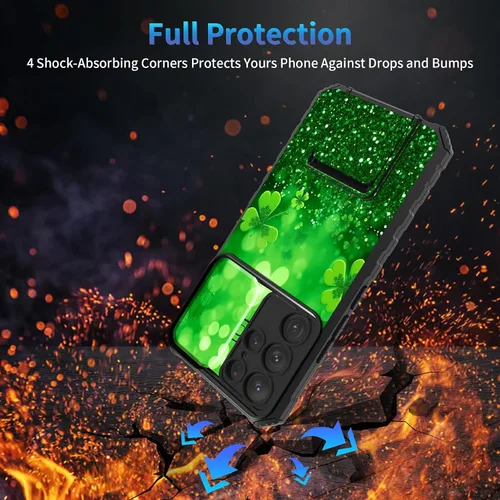 Miniatura 325 de Funda para Samsung Galaxy S22 Ultra 5G, Galaxy S22 Ultra con cubierta de cámara deslizante, funda resistente de doble capa con función atril Black