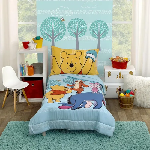 Miniatura 26 de Disney Mickey Mouse y sus amigos - Juego de cama para niños pequeños de 4 piezas - Sábanas ajustadas, funda de almohada, sábana encimera y edredón