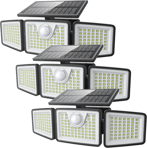 Miniatura 13 de Daphino - Luces solares para exteriores de 2500 lm con sensor de movimiento, luces de calle de 3 cabezales con ángulo amplio de 270°, iluminación