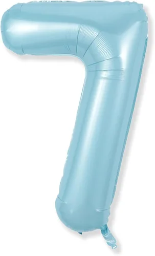 Miniatura 108 de Globos de número azul pastel de 40 pulgadas, globo gigante autoinflable de aluminio número 5 de cumpleaños para niños, globos azul bebé para hombres