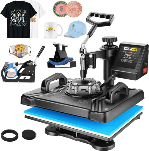 Máquina de prensa de calor para camisetas, máquina de transferencia de calor 5 en 1, prensa de impresión de calor de 12 x 15 pulgadas para
