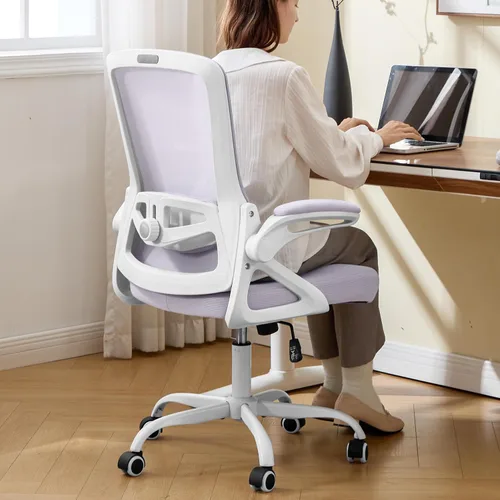 Silla de oficina ergonómica, silla de escritorio con soporte lumbar ajustable, sillas de computadora cómodas de malla transpirable con reposabrazos