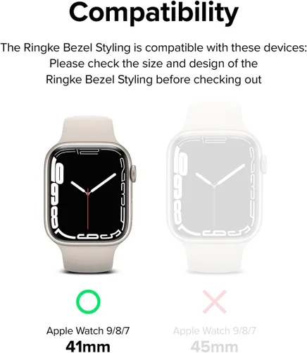 Miniatura 2 de Ringke Estilo de bisel [elegante marco de acero inoxidable] compatible con Apple Watch Series 9, 8, 7 funda (1.61 pulgadas), protector antiarañazos