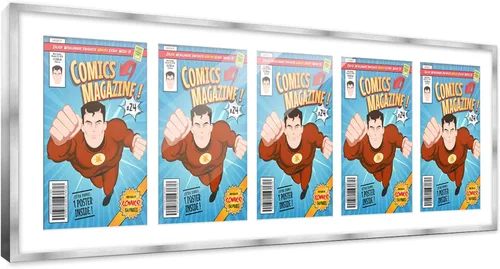 Miniatura 17 de Poster Palooza Marco de cómic con paspartú para 1 cómic de la Edad de Bronce publicado entre 1970 y 1985, marco de cómic negro para cómic de 7.25 x