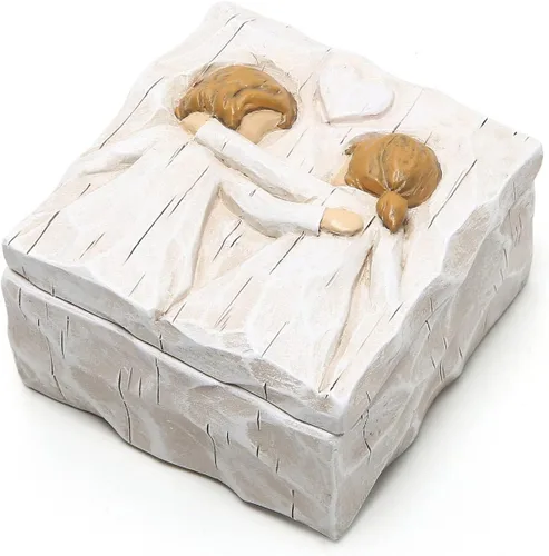 Miniatura 2 de Hodao Caja de recuerdo de joyería de la amistad, caja de recuerdo esculpida pintada a mano, cajas de recuerdos de aniversario, cajas decorativas
