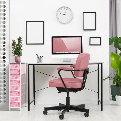 Miniatura 5 de Sorbus Cómoda Estrecha para Niños con 4 Cajones - Cómoda de Almacenamiento Vertical Delgada con Marco de Acero, Parte Superior de Madera y Tinte rosa