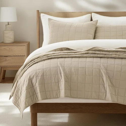 Miniatura 10 de EVERGRACEHOME Juego de Ropa de Cama Acolchado con Puntada de Caja de 100% Algodón Tamaño Queen 3 Piezas, Cobertor Lavado como Prenda Ligero Suave
