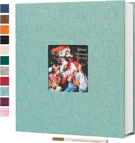 Miniatura 13 de Spbapr - Álbum de fotos grande autoadhesivo de 3 x 5, 4 x 6, 5 x 7, 8 x 10, álbum de recortes magnético, 40 páginas en blanco, cubierta de lino, Azul