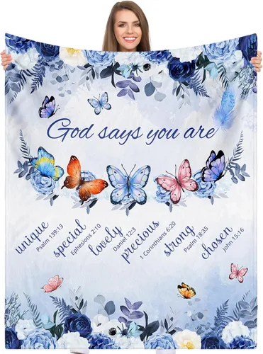 Manta cristiana para mujer, manta de regalo religioso con versículos de la Biblia y pensamientos inspiradores, manta cálida de felpa curativa de las