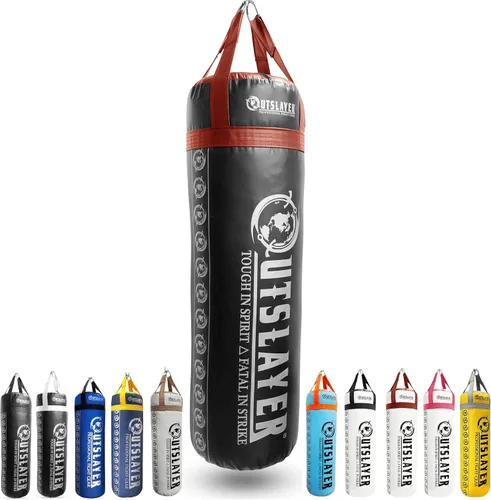 Miniatura 12 de Outslayer Saco de boxeo relleno de 80 libras y MMA fabricado en Estados Unidos Negro