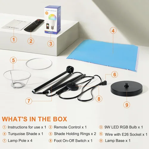 Miniatura 9 de FRIDEKO HOME Lámpara de pie, iluminación ambiental que cambia de color para sala de estar, dormitorio, lámpara de pie con aplicación y control