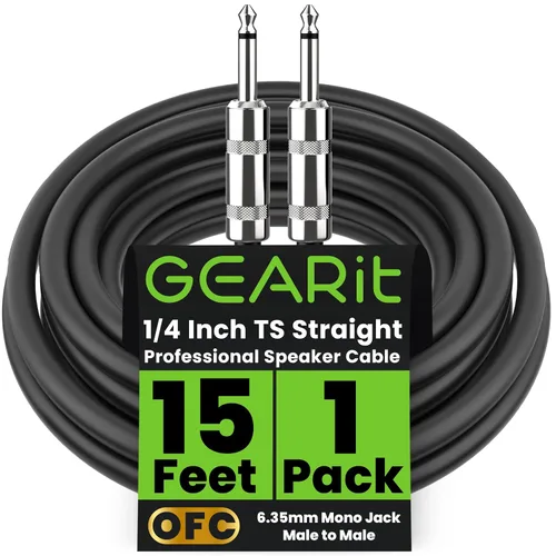 Miniatura 10 de GEARit Cable de altavoz profesional (6 pies), cobre puro 12 AWG, de 1/4 de pulgada a 1/4 de pulgada, TS recto macho a macho para amplificador