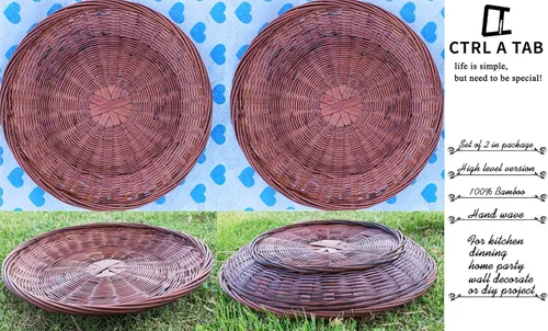Miniatura 5 de Soporte de placa de papel de bambú de tejido a mano clásico de alto nivel (10 '' redondo)