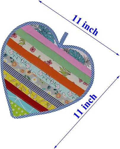 Miniatura 6 de 4 soportes para ollas de algodón para cocina, juego de manteles de retazos de tela 100% algodón, almohadillas resistentes al calor con bolsillo