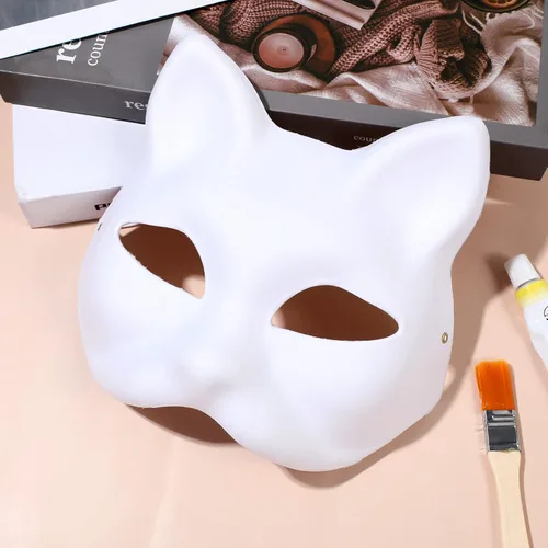 Miniatura 5 de SUPVOX Juego de 5 máscaras en blanco para pintura facial, máscaras de papel ecológicas para fiestas de niños, Halloween y cosplay