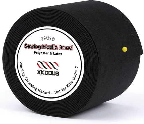 Miniatura 7 de XKDOUS Banda elástica para costura, 0.6 pulgadas, 14 yardas, bandas elásticas de punto negro para coser cintura ropa y pantalones de cintura, alta