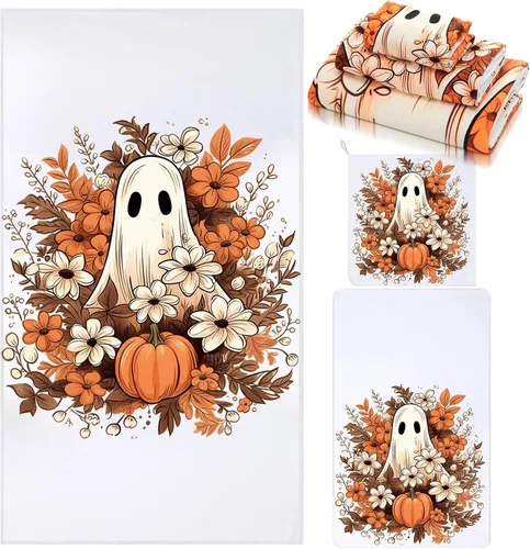 Miniatura 19 de Preboun Juego de 3 toallas de baño navideñas de gnomo, toallas de mano con árbol de Navidad, toallas de baño con copos de nieve de invierno, toallas