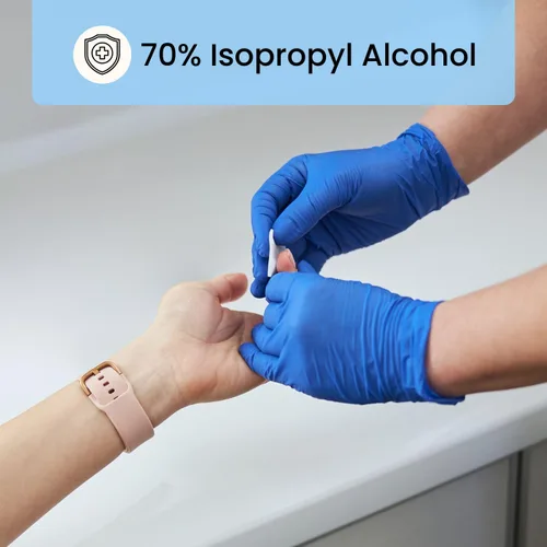 Miniatura 6 de HCS - Almohadillas de preparación de alcohol medio - Toallitas con alcohol isopropílico al 70%, envueltas individualmente, 2 capas, texturizadas