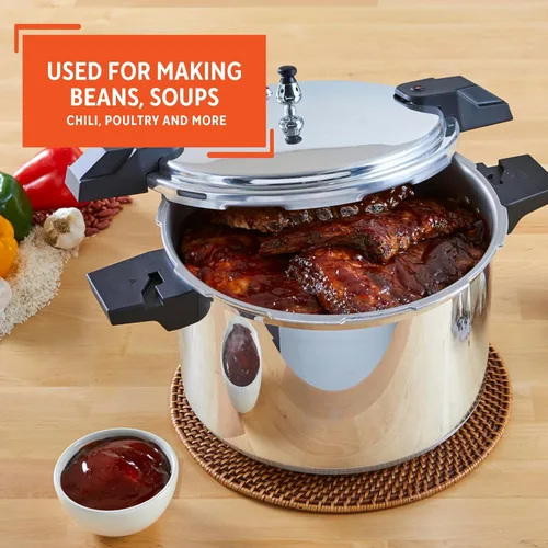 Miniatura 7 de IMUSA USA A417-80808 Olla a presión de 22 qt Jumbo para estufa con regulador y asas laterales, plateado