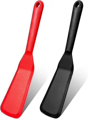 Miniatura 11 de Paquete de 2 espátulas estrechas de silicona delgadas y largas resistentes al calor, espátulas de cocina tortillas, pizza, bistec, torta con borde